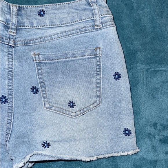 Epic Threads Light Blue Denim Shorts with Navy Embroidery - Picture 3 of 3